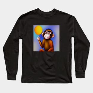 Monkey with Yellow Balloon Long Sleeve T-Shirt